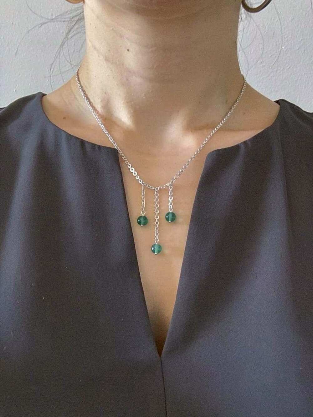 Sterling Silver and Green Aventurine Necklace